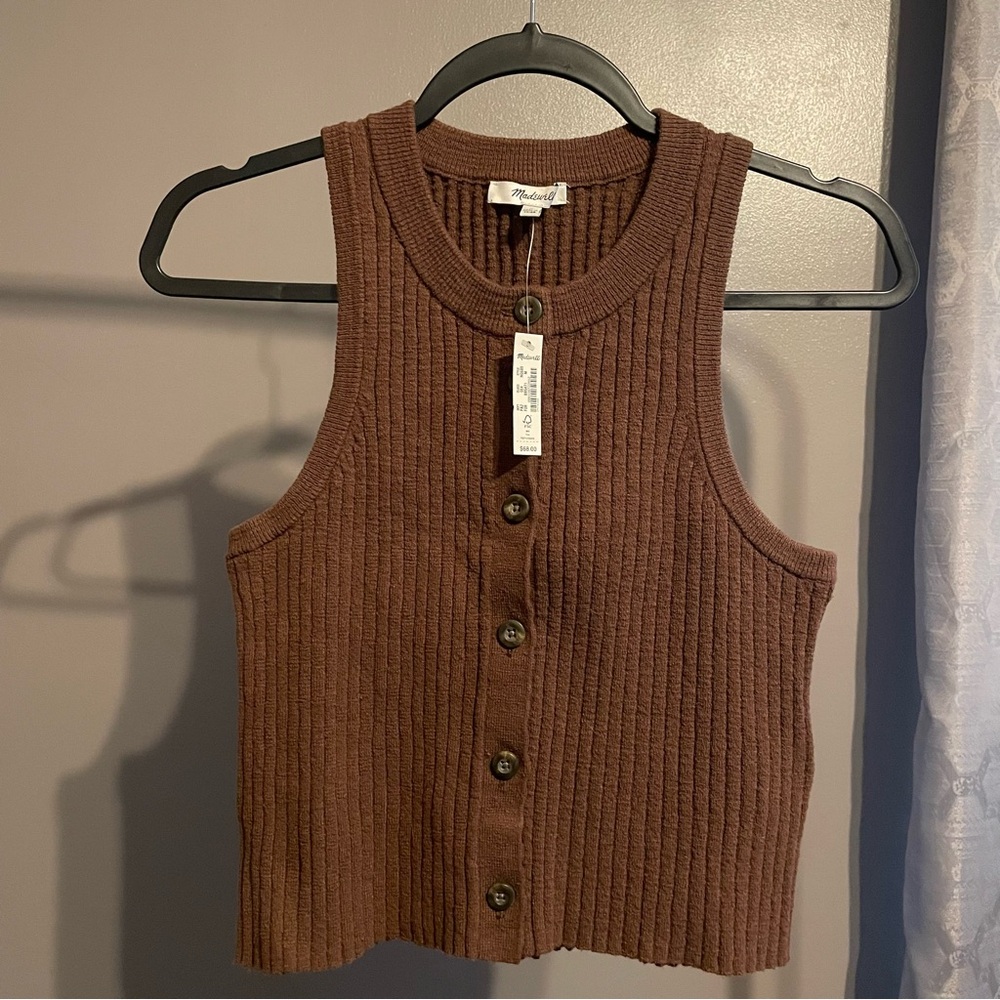 Madewell Button-Front Crop Sweater Tank